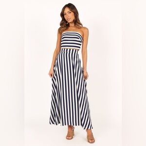 Petal & Pup Navy and White Strapless maxi skirt set